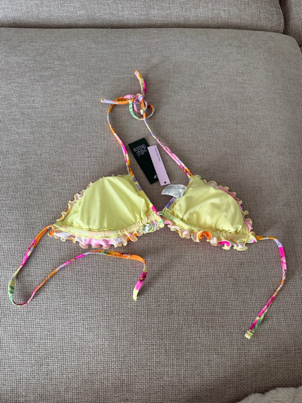 NWT Wild Fable Floral Ruffle Triangle Bikini Top - Picture 2 of 4